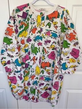 Colorful Vintage Calhoun Sportswear 80’s Cartoon Animal Nightshirt - OS